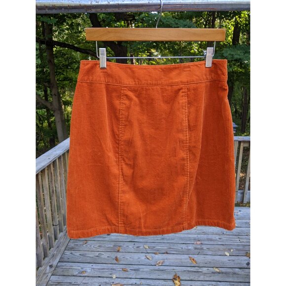 NWT Burnt Orange Button Front Corduroy Mini Skirt Fall Autumn Autumnal NEW  (10) - Picture 4 of 10